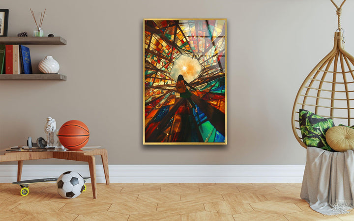 Stained Colored Man Glass Wall Art photo print on glass, prints on glass wall art