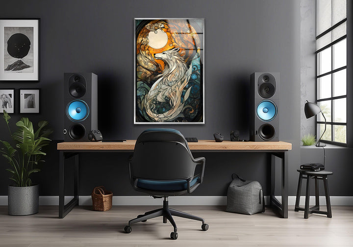 Stained Wolf Glass Wall Art glass pictures for Wall, glass prints wall art
