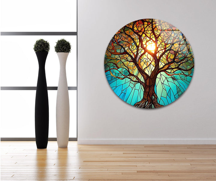 Stained Tree Vivid Glass Wall Art large glass photo prints, glass wall photos
