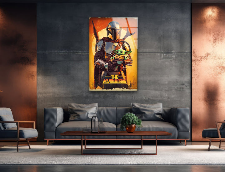 The Mandalorian & Baby Yoda Glass Wall Art glass photo prints, glass picture prints
