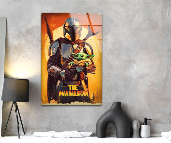 The Mandalorian & Baby Yoda Glass Wall Art glass image printing, glass prints from photos
