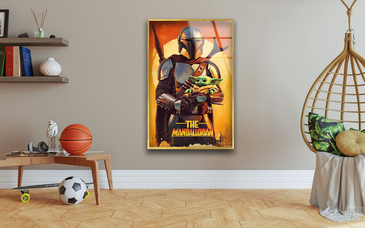 The Mandalorian & Baby Yoda Glass Wall Art glass pictures for Wall, glass prints wall art
