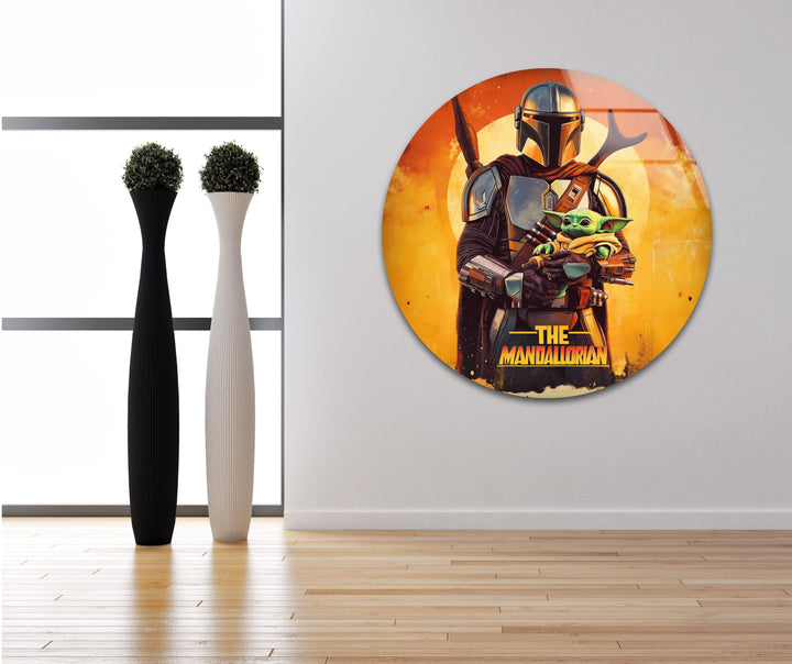 The Mandalorian & Baby Yoda Glass Wall Art photo print on glass, prints on glass wall art
