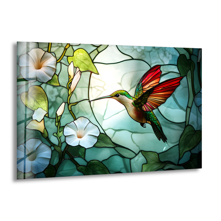 Strahlender Kolibri und Prunkwinde – Tierische Glaswandkunst