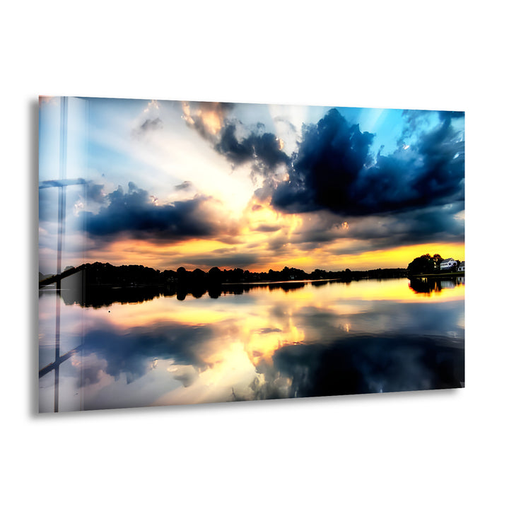 Reflections of Heaven – Sunset Lake Glass Wall Art
