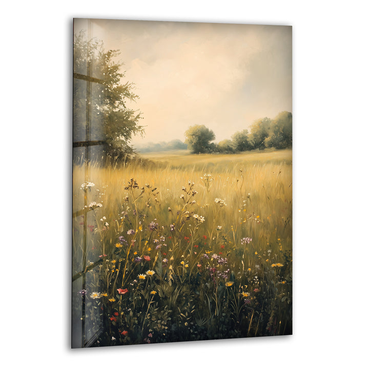 Golden Meadow Bloom – Wildflower Field Oil Painting