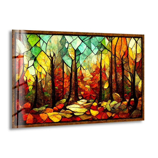 Enchanted Forest in Autumn – Stained Glass Glass Wall Art - MyPhotoStation