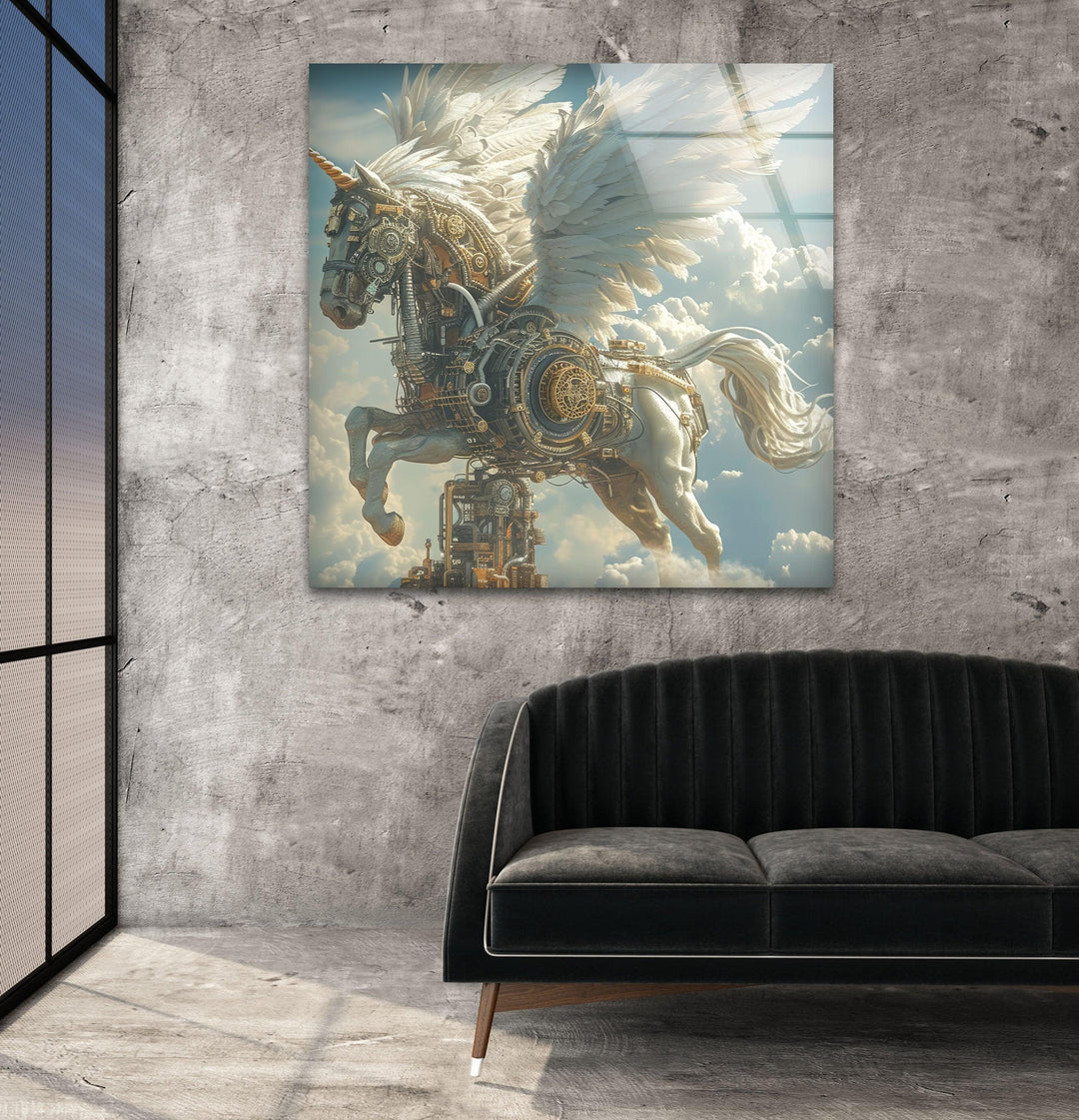 Majestic Pegasus Glass Wall Art custom glass pictures, glass art prints