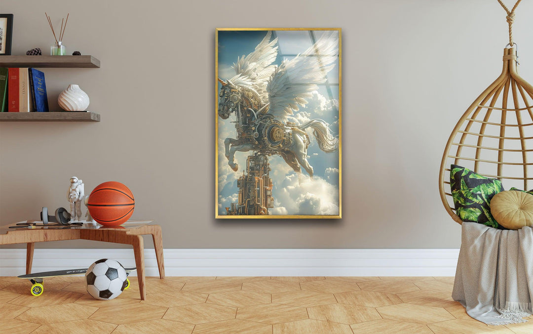 Majestic Pegasus Glass Wall Art print on glass, glass printed photos