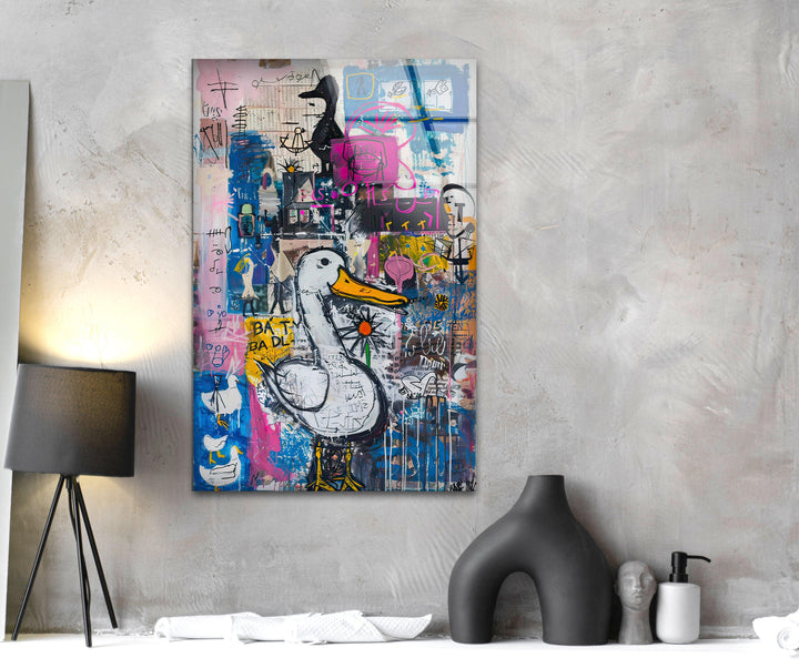 Street Style Graffiti Glass Wall Art custom glass pictures, glass art prints
