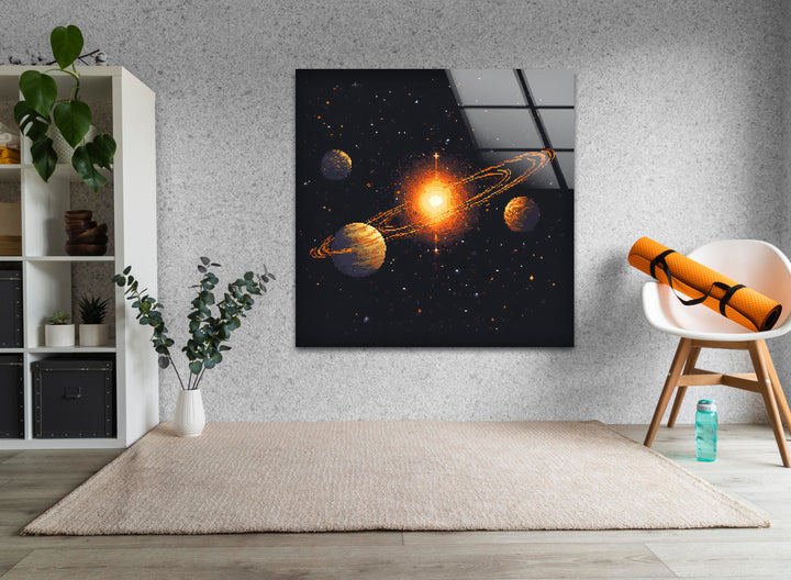 Space prints illustrating the vastness of the universe with colorful cosmic clouds and distant worlds
