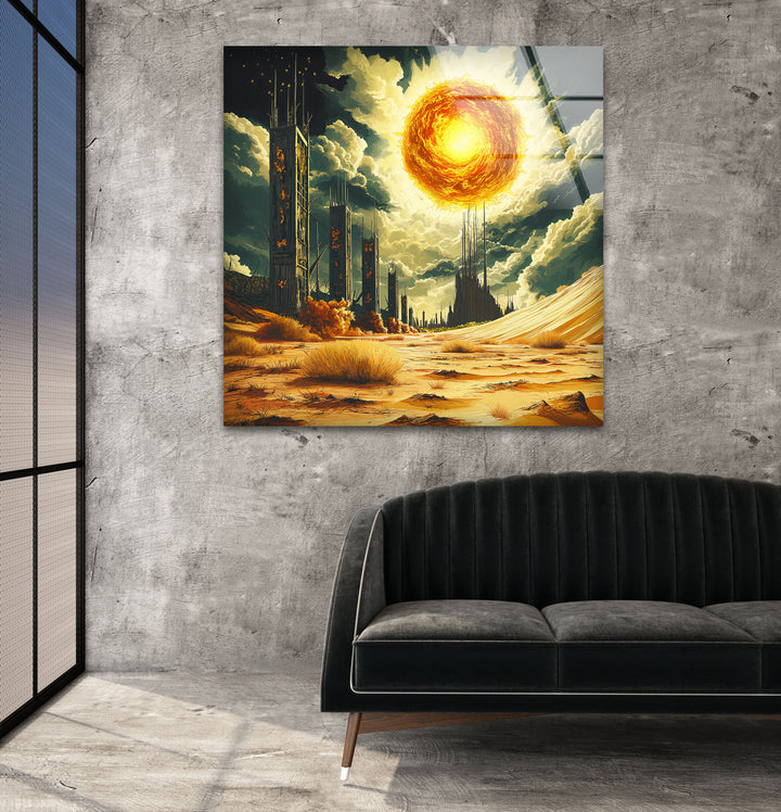 Sonne Graffiti Glas Wandkunst