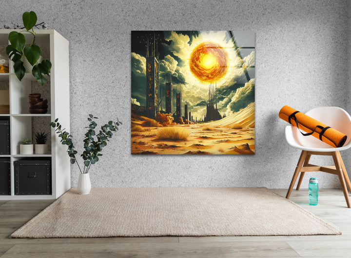 Sonne Graffiti Glas Wandkunst