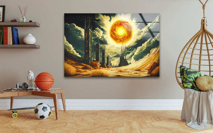 Space prints illustrating the vastness of the universe with colorful cosmic clouds and distant worlds
