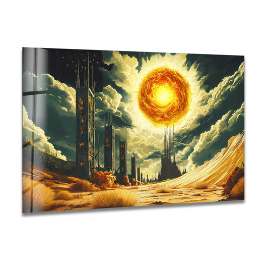 Space Wall Art: Elevate Your Walls with Cosmic StyleGlossy Sun Graffiti Space Wall Art and vibrant solar artwork for sci fi fans and a space wall art print