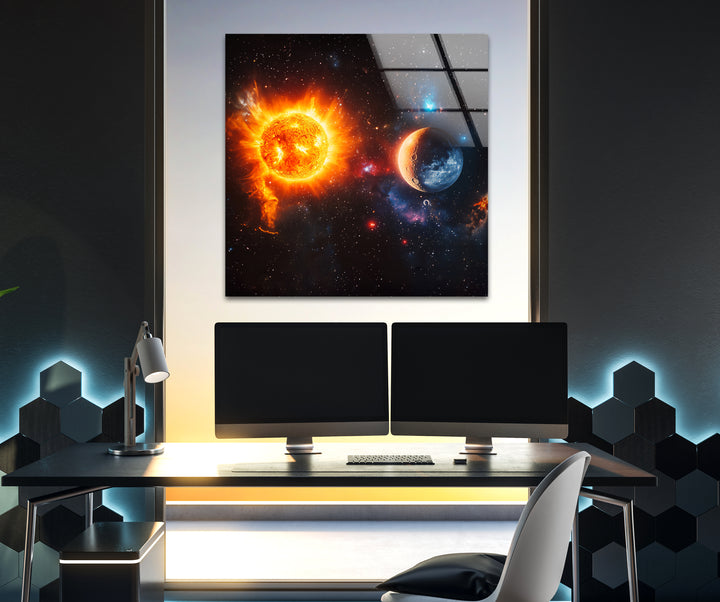 Space wall art designed to bring a sense of wonder and adventure with futuristic celestial landscapes
