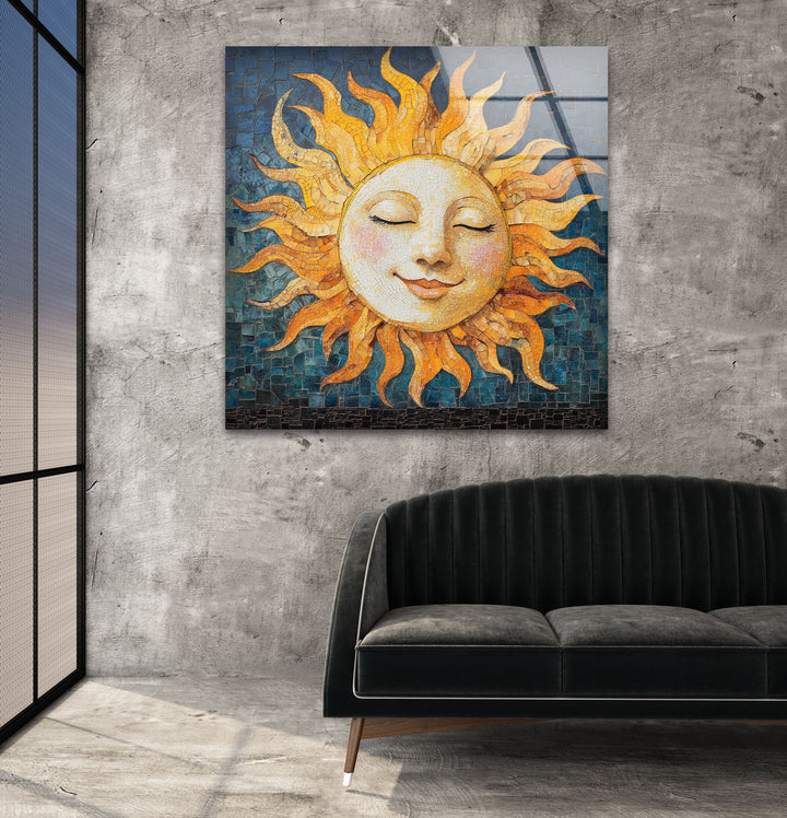 Smile Sun Glass Wall Art picture on glass wall art, photos printed on glass
