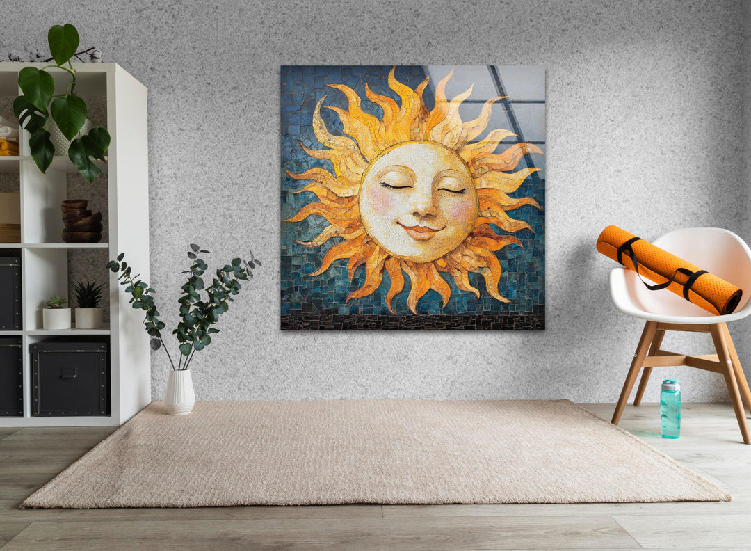 Smile Sun Glass Wall Art print on glass, glass printed photos

