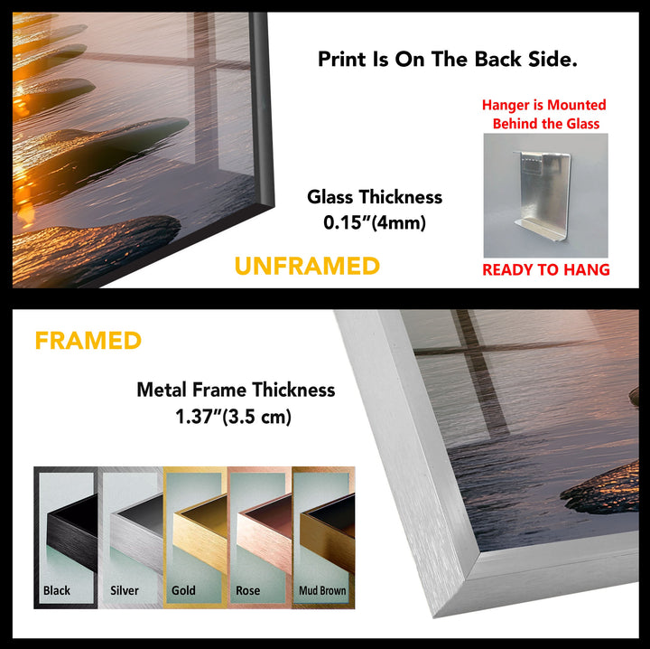 Golden Pathway Sunset Glass Wall Art – A Tranquil Journey to Serenity