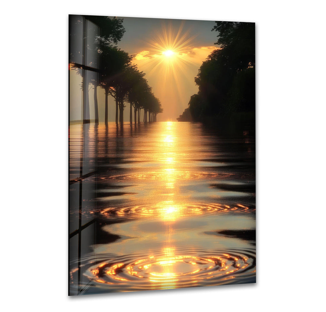 Tropic Sunset & Trees Glass Wall Art Glass Printing Wall Art, Print photos on glass
