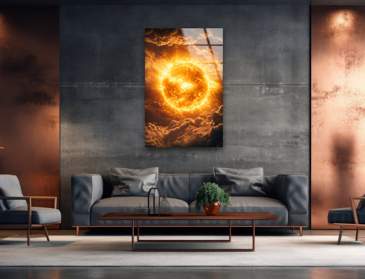 The Sun's Eternal Glow glass pictures for Wall, glass prints wall art