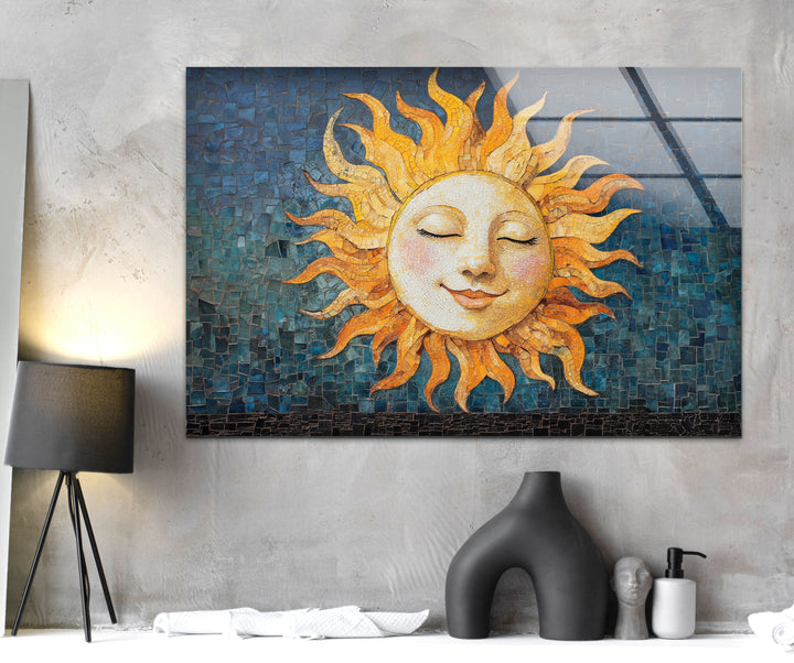 Smile Sun Glass Wall Art glass art painting, glass art for the Wall
