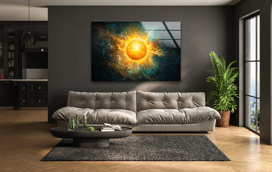 Space Wall Art collection offers a unique selection of framed wall art prints, canvas art, and posters depicting planets, constellations, galaxies, and more.Glossy Sun Abstract Space Wall Art horizontal format features celestial artwork and Sun artwork