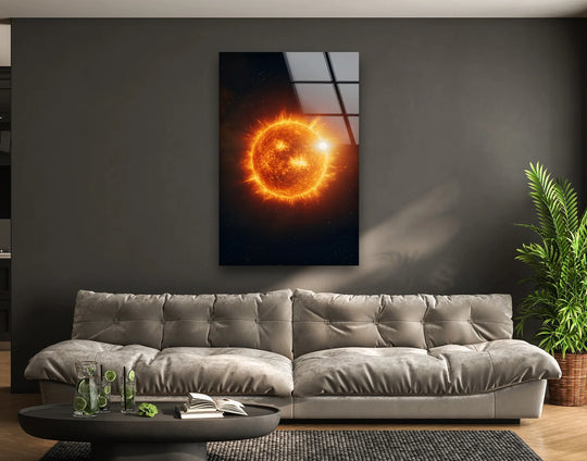 Space Wall Art glass wall art cosmic sun motif and tempered glass material with sun decor and radiant space themed decor