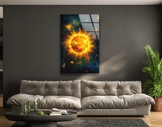 Space wall art sun art design on glass wall art for modern interiors and sun prints space artwork