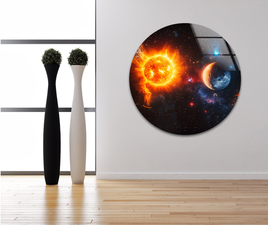 Space artwork incorporating cosmic textures, deep blues, and glowing stars for a mesmerizing effect
