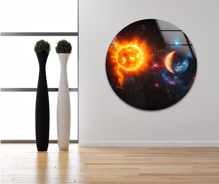 Space artwork incorporating cosmic textures, deep blues, and glowing stars for a mesmerizing effect
