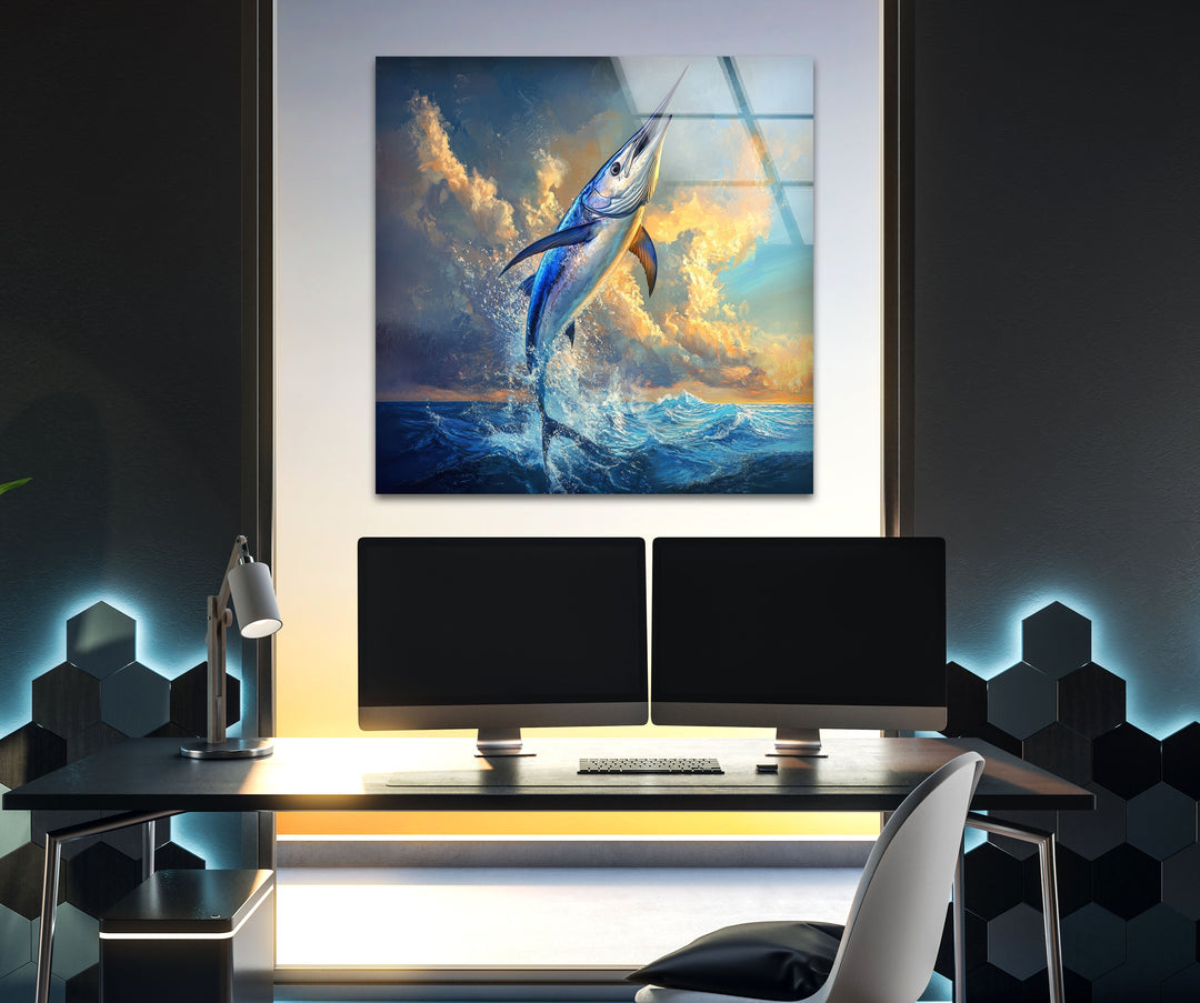 Vivid Swordfish Glass Wall Art glass photo prints, glass picture prints
