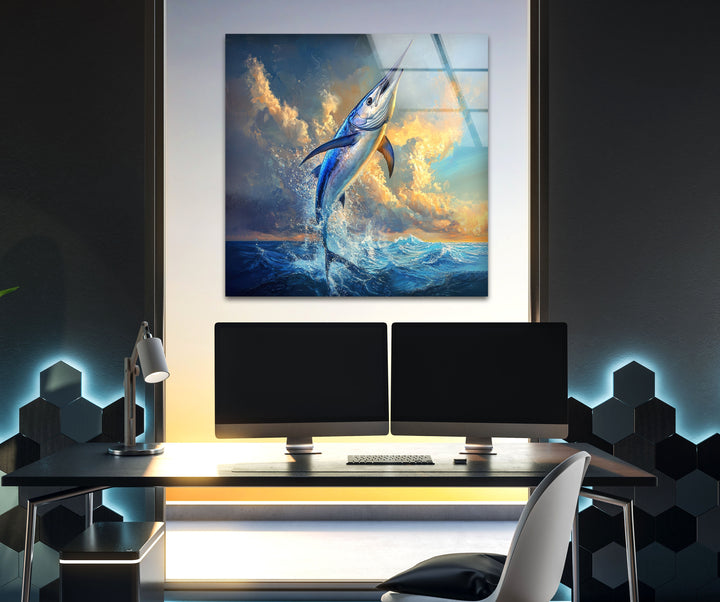 Vivid Swordfish Glass Wall Art glass photo prints, glass picture prints
