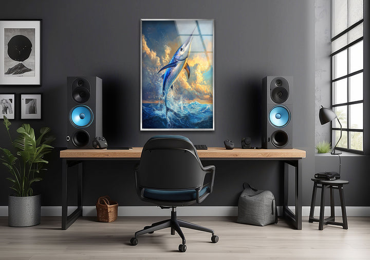 Vivid Swordfish Glass Wall Art glass image printing, glass prints from photos
