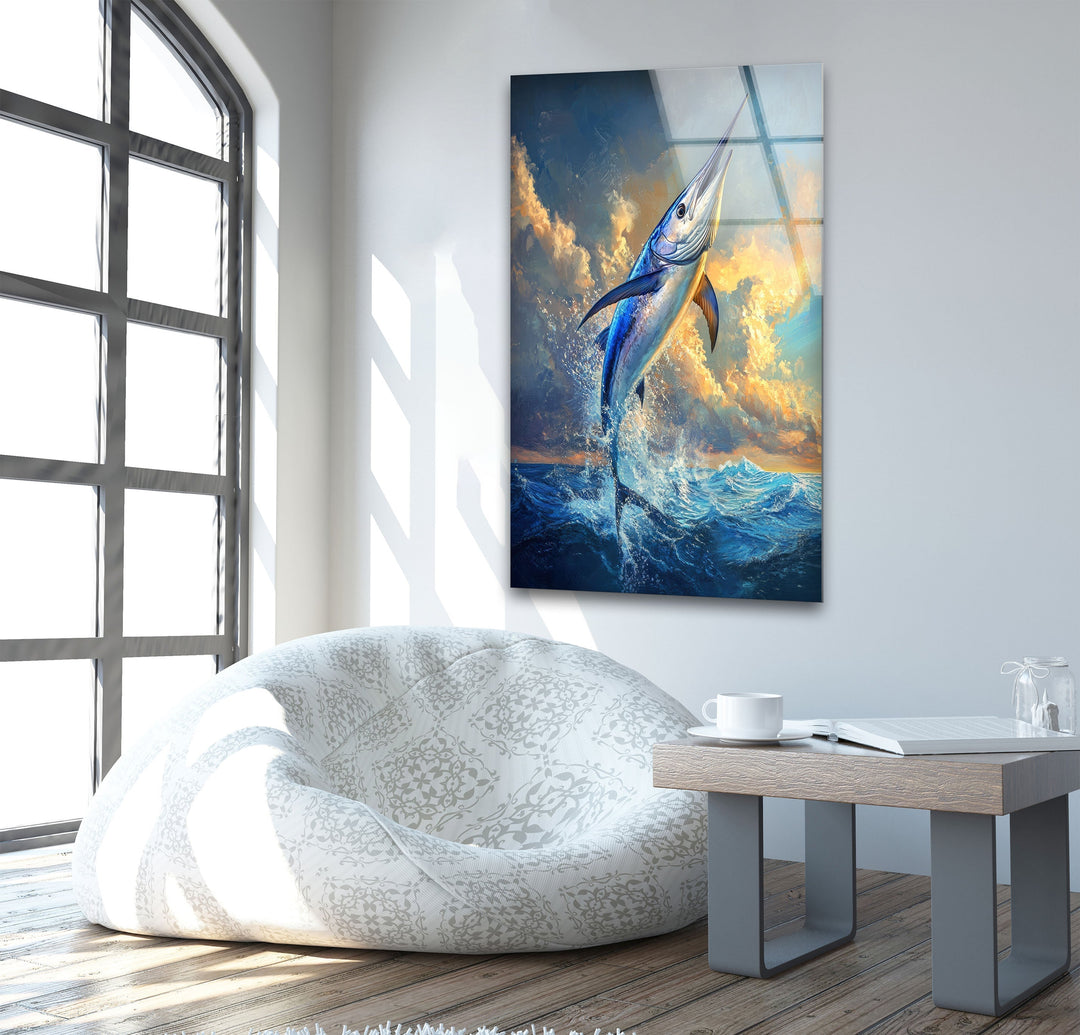 Vivid Swordfish Glass Wall Art large glass photo prints, glass wall photos
