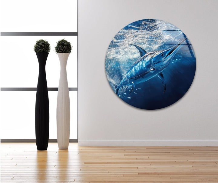 Swordfish Under Ocean Glass Wall Art glass photo prints, glass picture prints
