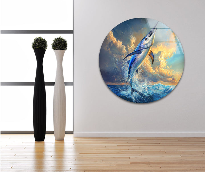 Vivid Swordfish Glass Wall Art custom glass photo prints, large glass prints
