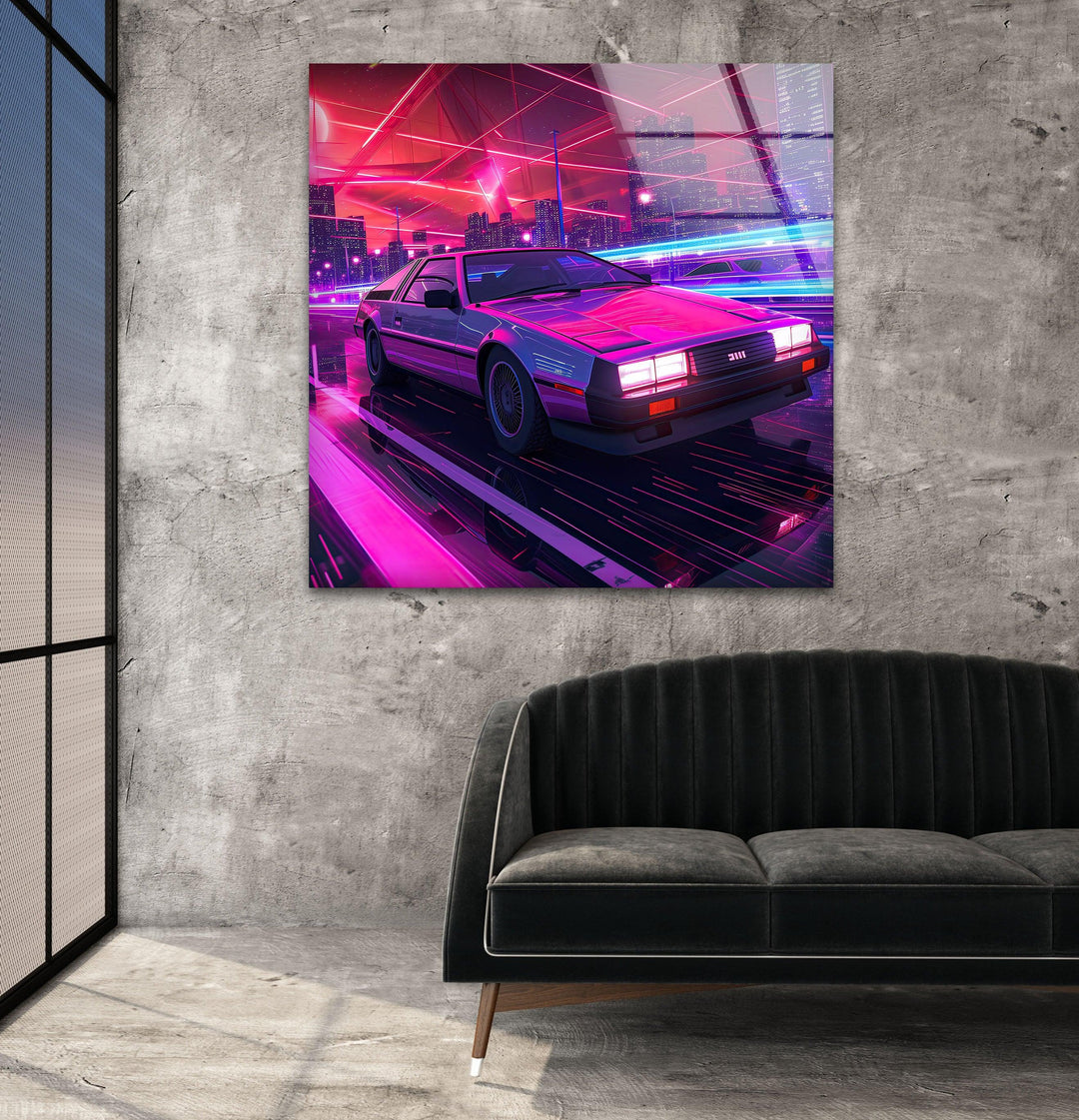 Retrowave Pink Glass Wall Art Glass Printing Wall Art, Print photos on glass
