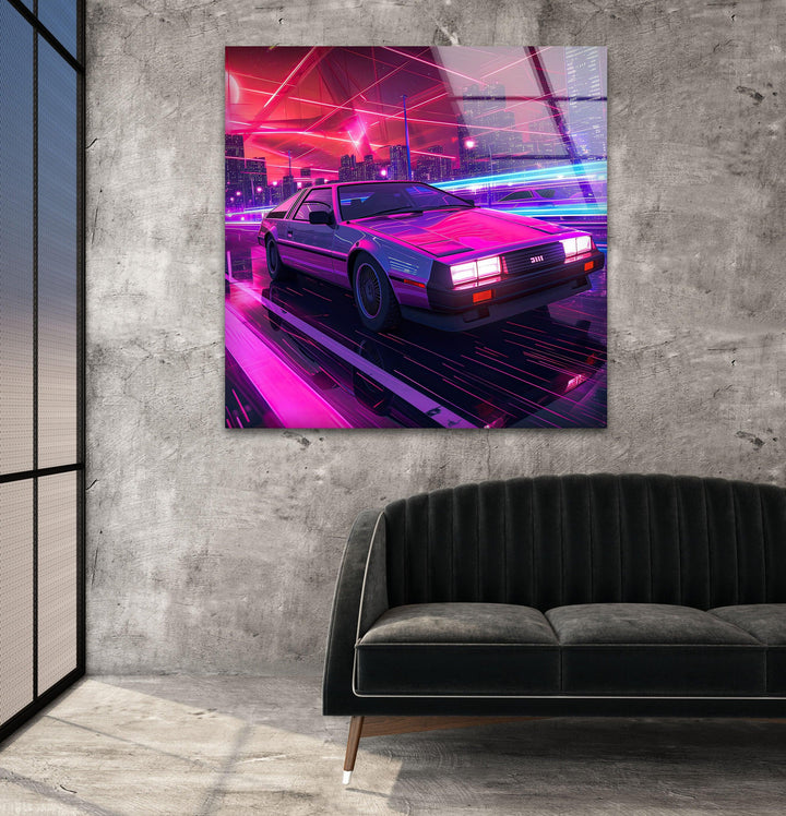 Retrowave Pink Glass Wall Art Glass Printing Wall Art, Print photos on glass
