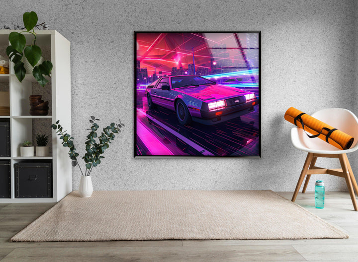 Retrowave Pink Glass Wall Art glass photo prints, glass picture prints

