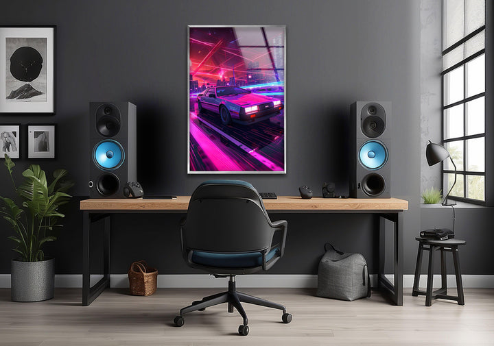 Retrowave Pink Glass Wall Art glass pictures for Wall, glass prints wall art
