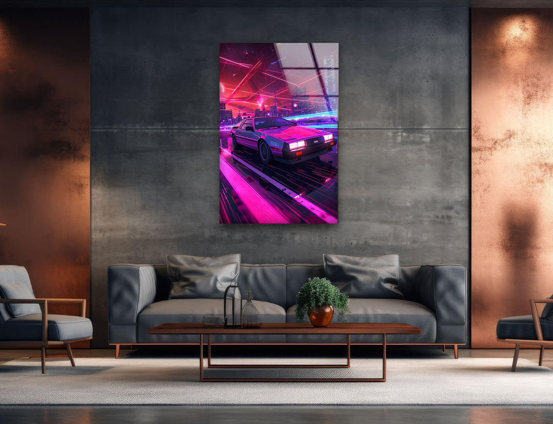 Retrowave Pink Glass Wall Art photo print on glass, prints on glass wall art
