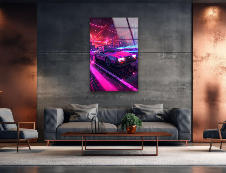 Retrowave Pink Glass Wall Art photo print on glass, prints on glass wall art
