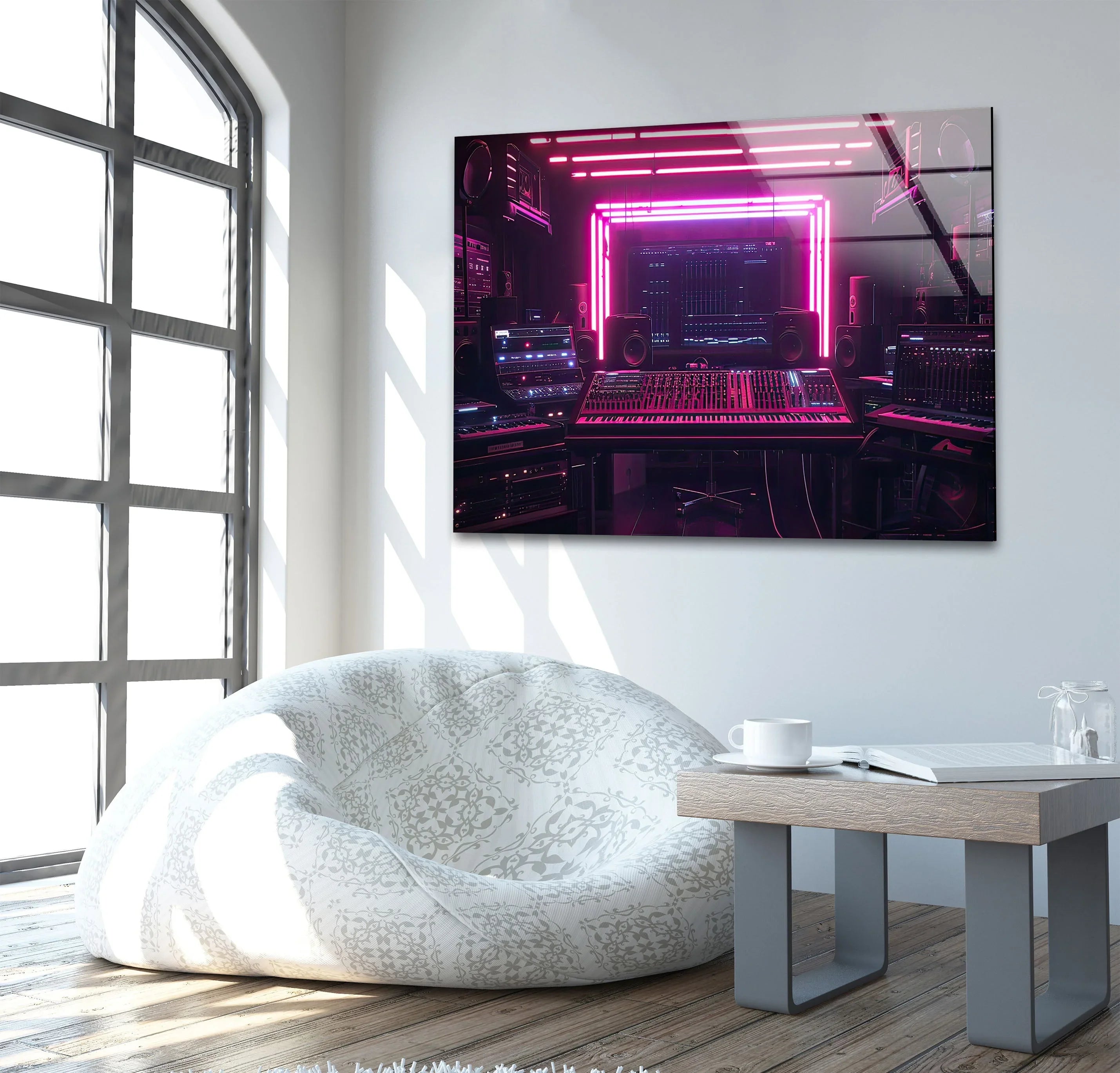 アート・デザイン・音楽 Nobrow 4 Night & Day 2344/3000 Synthwave Pink DJ Studio Wall Art – Neon Cool Decor – MyPhotoStation