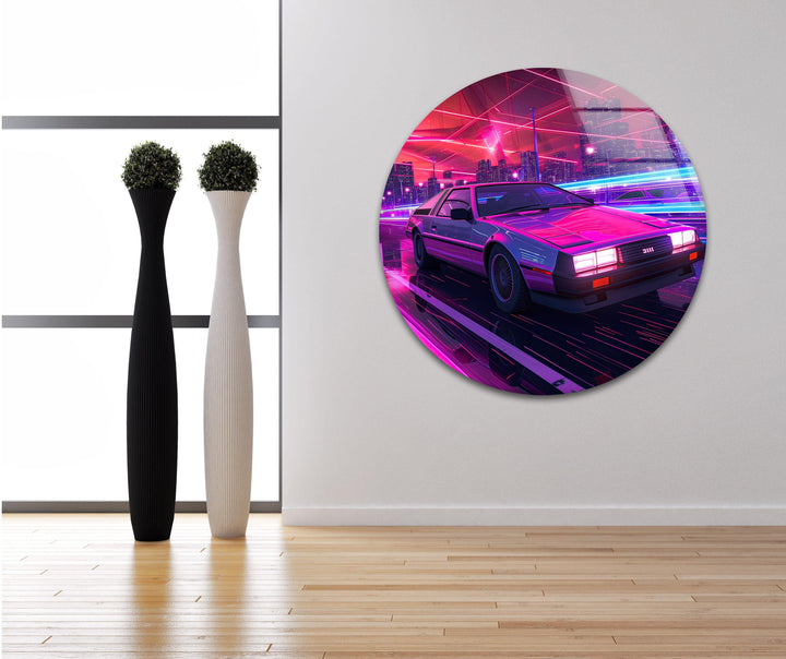Retrowave Pink Glass Wall Art print on glass, glass printed photos

