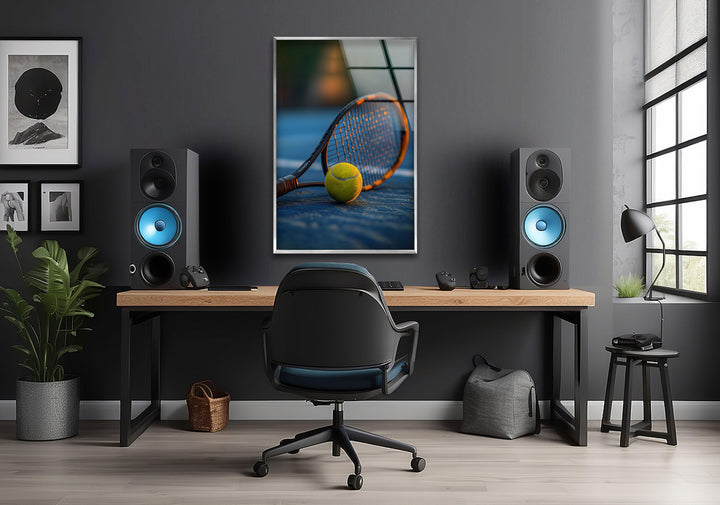 Tennis Racket & Ball Glass Wall Art glass pictures for Wall, glass prints wall art
