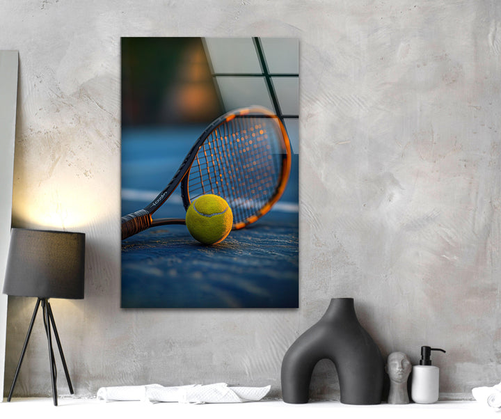 Tennis Racket & Ball Glass Wall Art photo print on glass, prints on glass wall art

