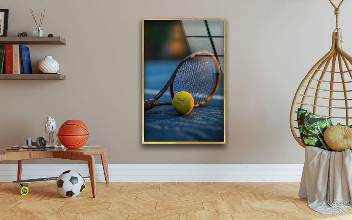Tennis Racket & Ball Glass Wall Art large glass photo prints, glass wall photos
