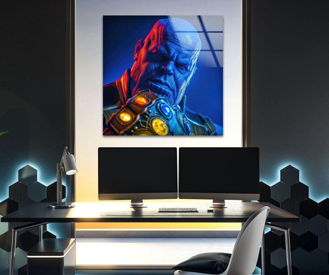 Thanos Infinity Gauntlet Glass Wall Art, custom glass photo prints, large glass prints
