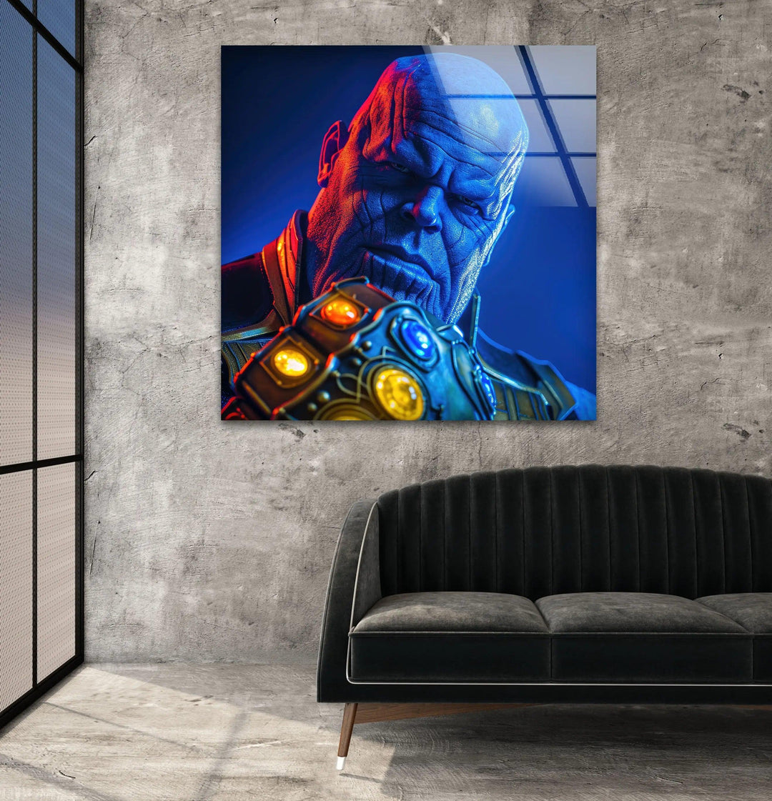 Thanos Infinity Gauntlet Glass Wall Art, photo print on glass, prints on glass wall art